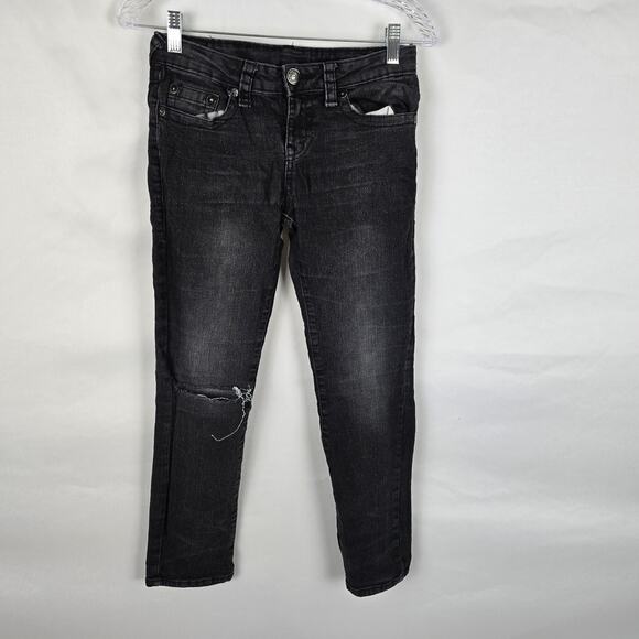 True Religion Gino Jeans Women's 10 Black Distressed Relaxed Slim - Picture 1 of 16